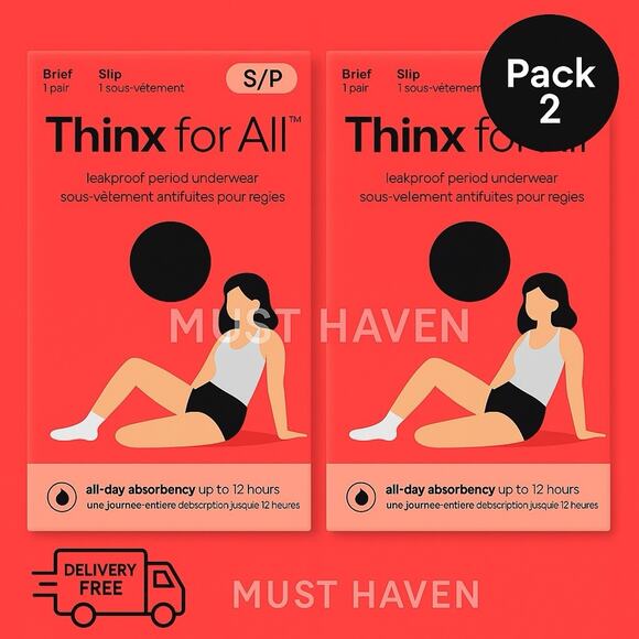 Thinx for All Leakproof Period Underwear Brief S/P – All Day Absorbency Pack 2 - Picture 1 of 7